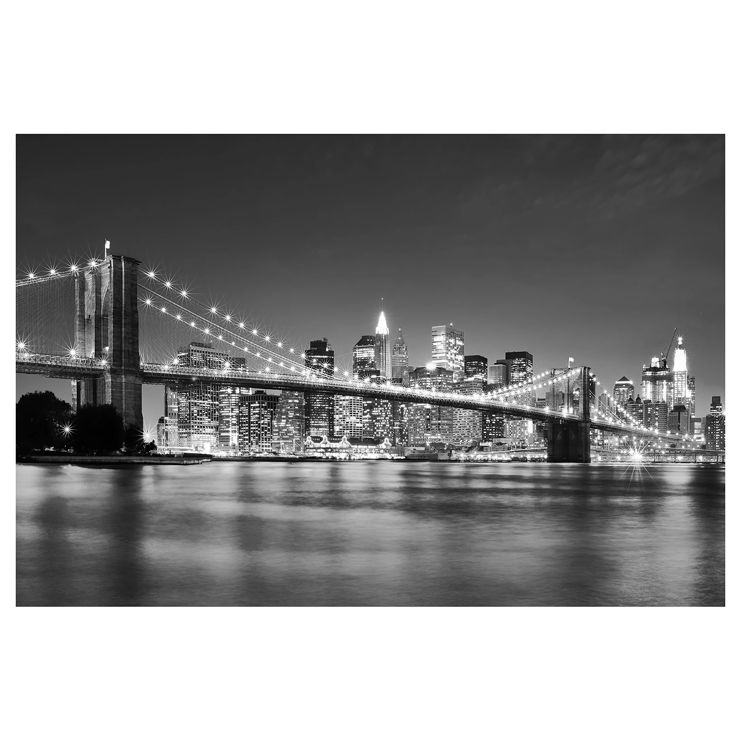 Bilderwelten Papier peint intissé Manhattan Bridge - Papier peint - Noir / Blanc - 384 x 255 cm