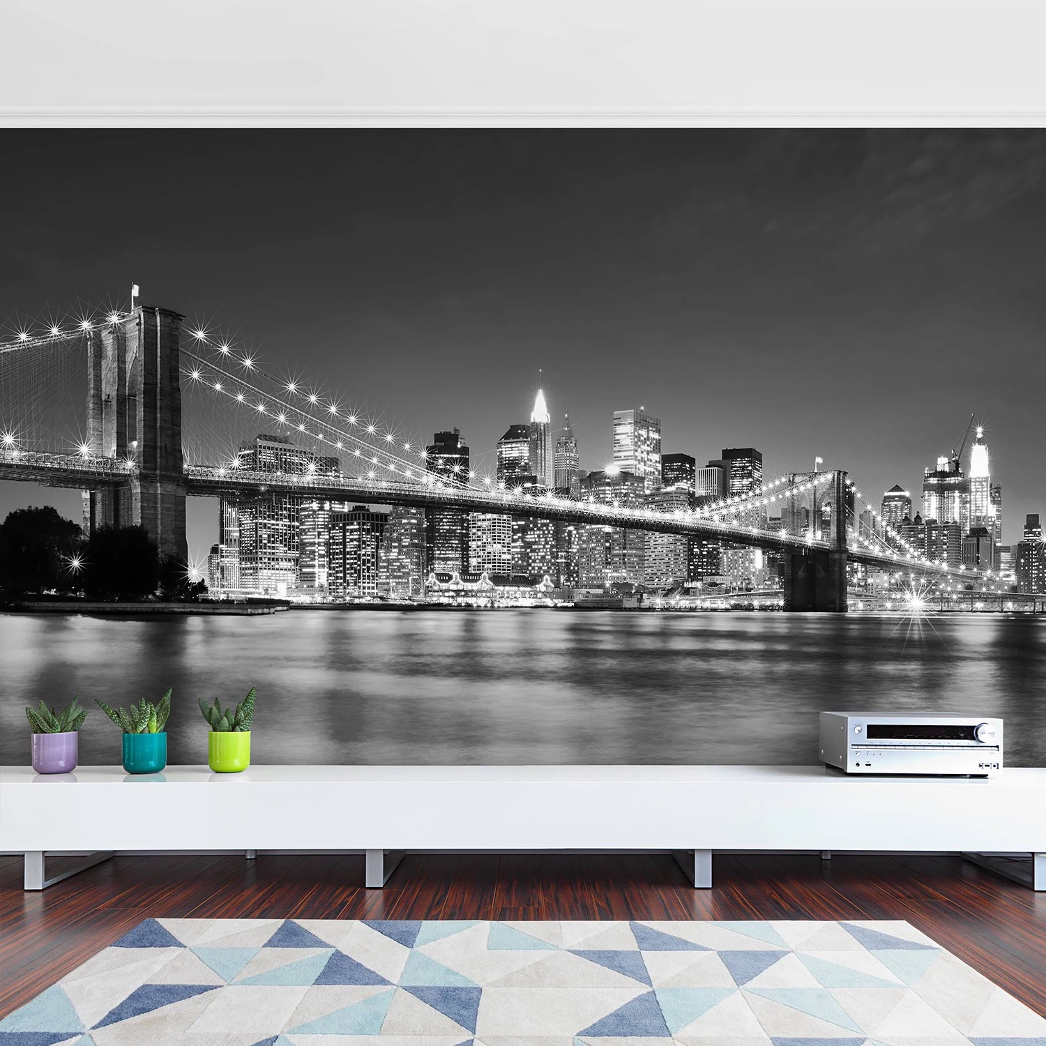 Bilderwelten Papier peint intissé Manhattan Bridge - Papier peint - Noir / Blanc - 384 x 255 cm – Image 4