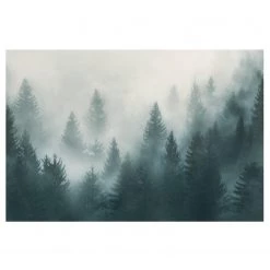 Bilderwelten Papier peint intissé Brouillard en forêt - Papier peint - Beige - 384 x 255 cm