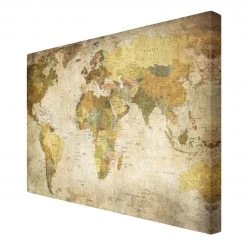 Bilderwelten Impression sur toile Carte du monde II - Largeur : 90 cm