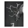 Bilderwelten Impression sur toile Cerf II - Noir / Blanc - 60 x 80 x 2 cm - Largeur : 60 cm