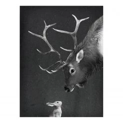 Bilderwelten Impression sur toile Cerf II - Noir / Blanc - 60 x 80 x 2 cm - Largeur : 60 cm
