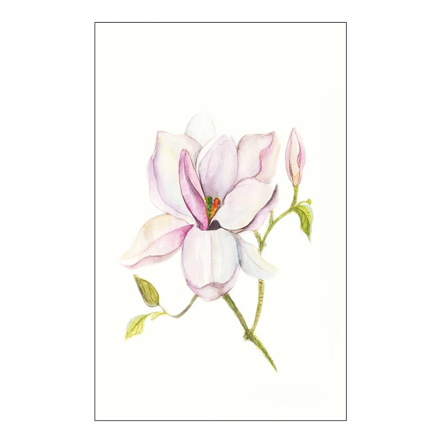 Komar Tableau déco Magnolia Shine - Papier - Rose / Vert