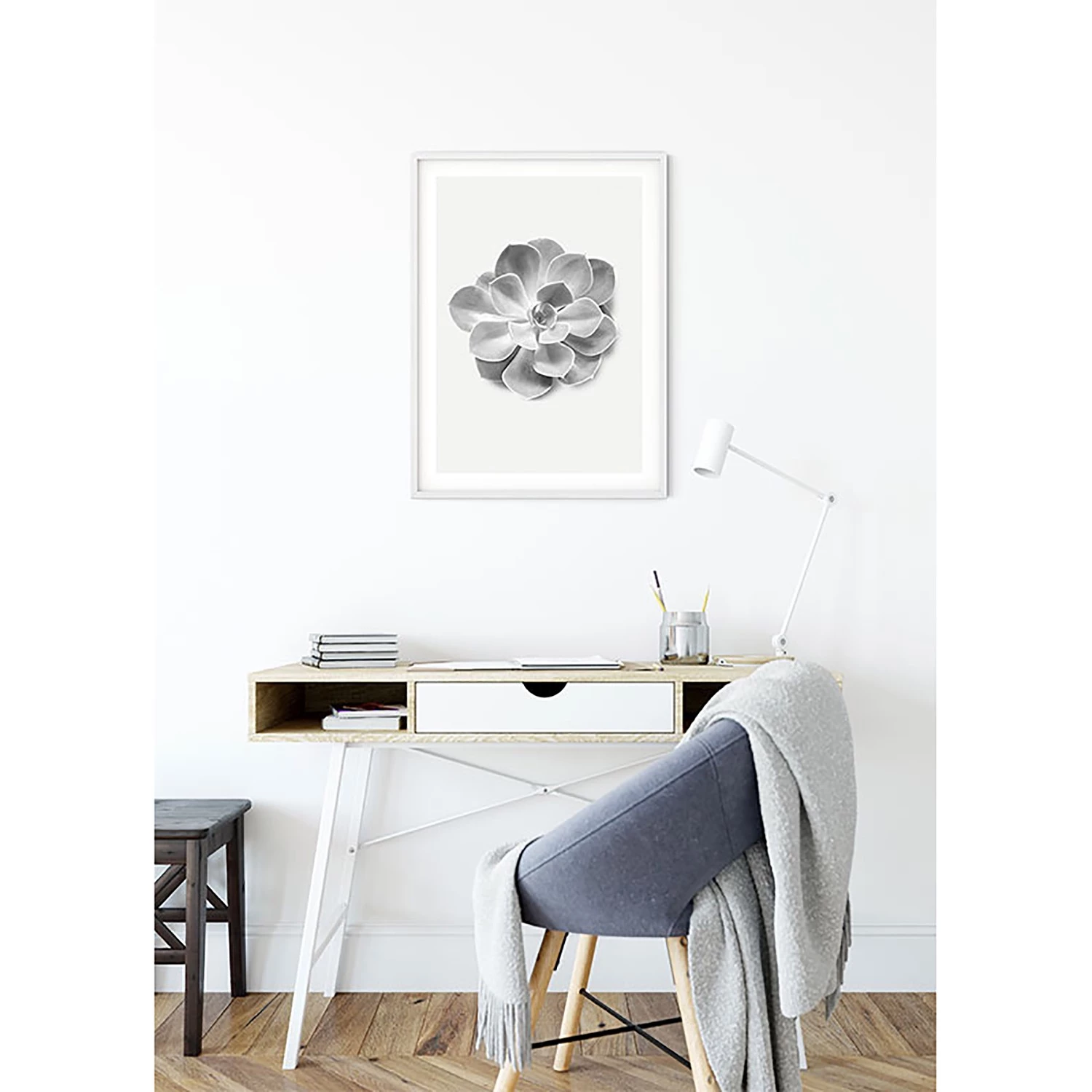 Komar Tableau déco Succulent Aeonium - Papier - Noir / Blanc – Image 2