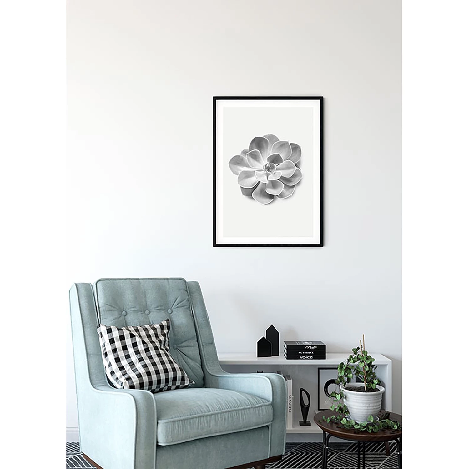 Komar Tableau déco Succulent Aeonium - Papier - Noir / Blanc – Image 5