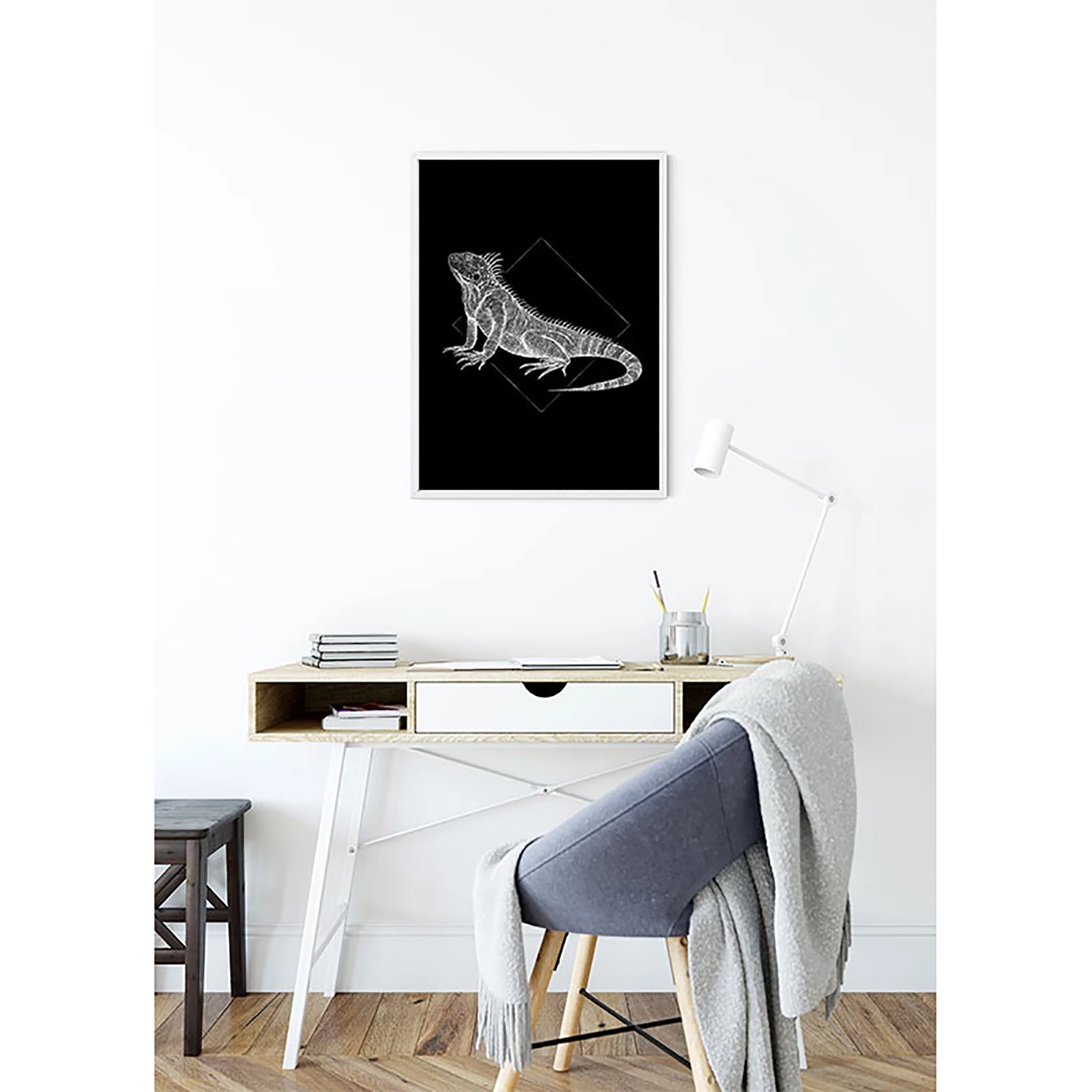 Komar Tableau déco Iguana Black - Papier - Noir / Blanc – Image 2