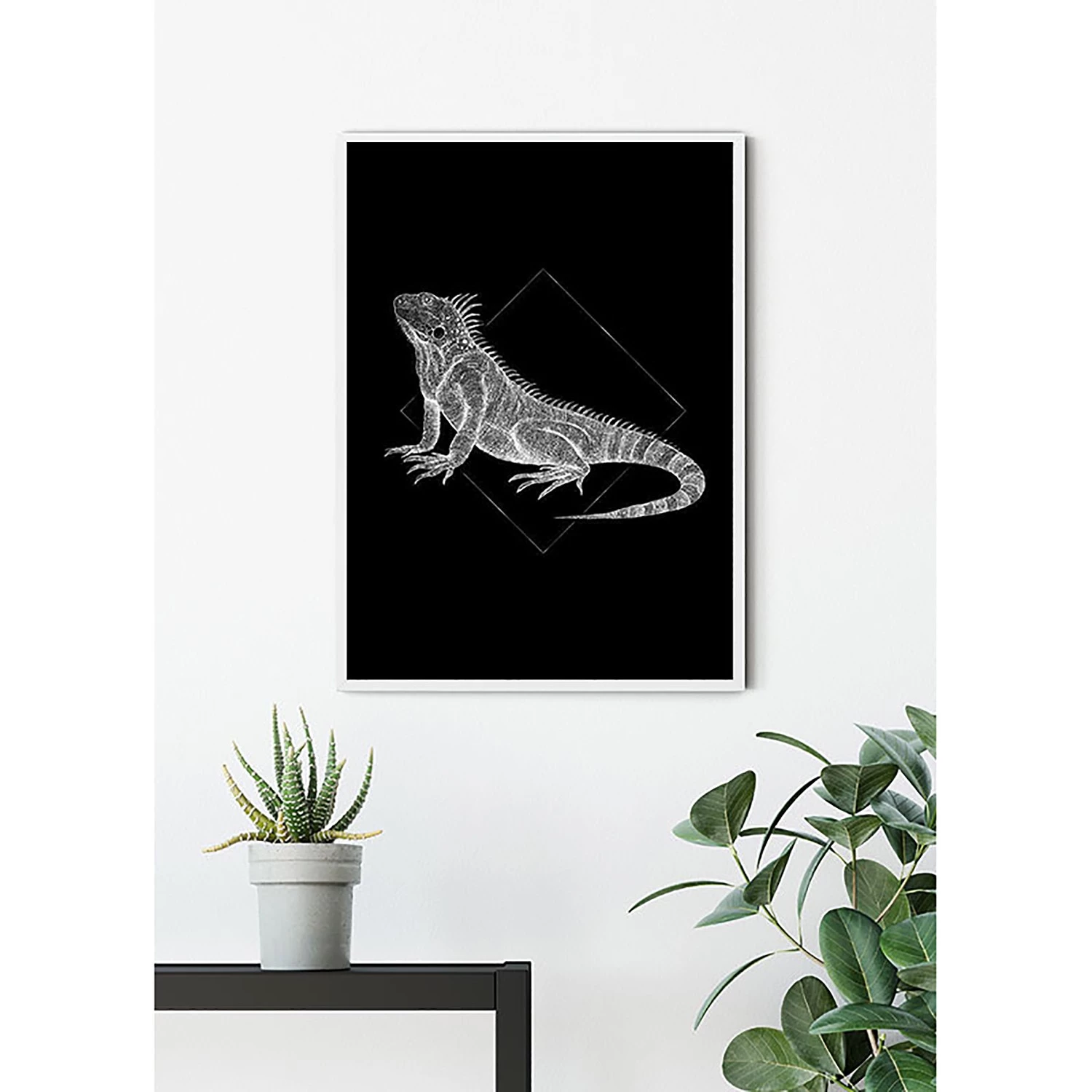 Komar Tableau déco Iguana Black - Papier - Noir / Blanc – Image 3