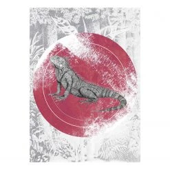 Komar Tableau déco Iguana Circle - Papier - Noir / Blanc