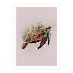 Komar Tableau déco Animals Paradise Turtle - Papier - Multicolore