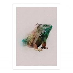 Komar Tableau déco Animals Paradise Iguana - Papier - Multicolore