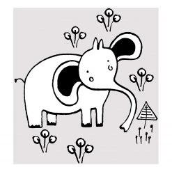 Komar Tableau déco Scribble Elephant - Papier - Noir / Blanc