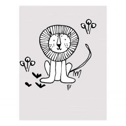 Komar Tableau déco Scribble Lion - Papier - Noir / Blanc