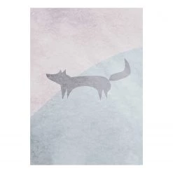 Komar Tableau déco Wild and Free Fox - Papier - Rose / Gris