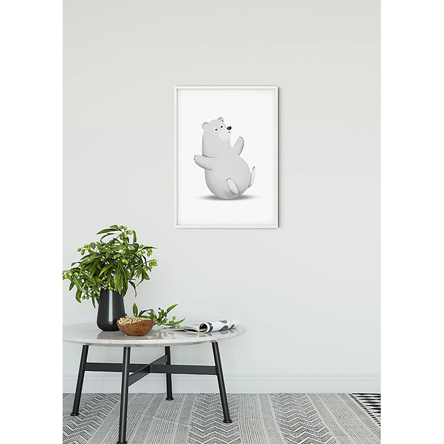 Komar Tableau déco Cute Animal Polar Bear - Papier - Gris / Blanc – Image 2