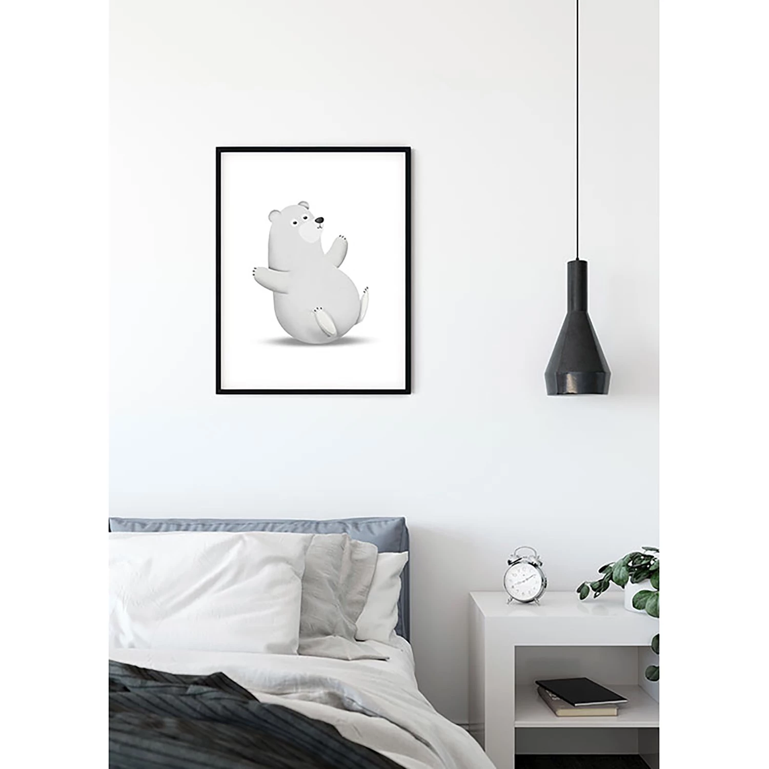 Komar Tableau déco Cute Animal Polar Bear - Papier - Gris / Blanc – Image 3