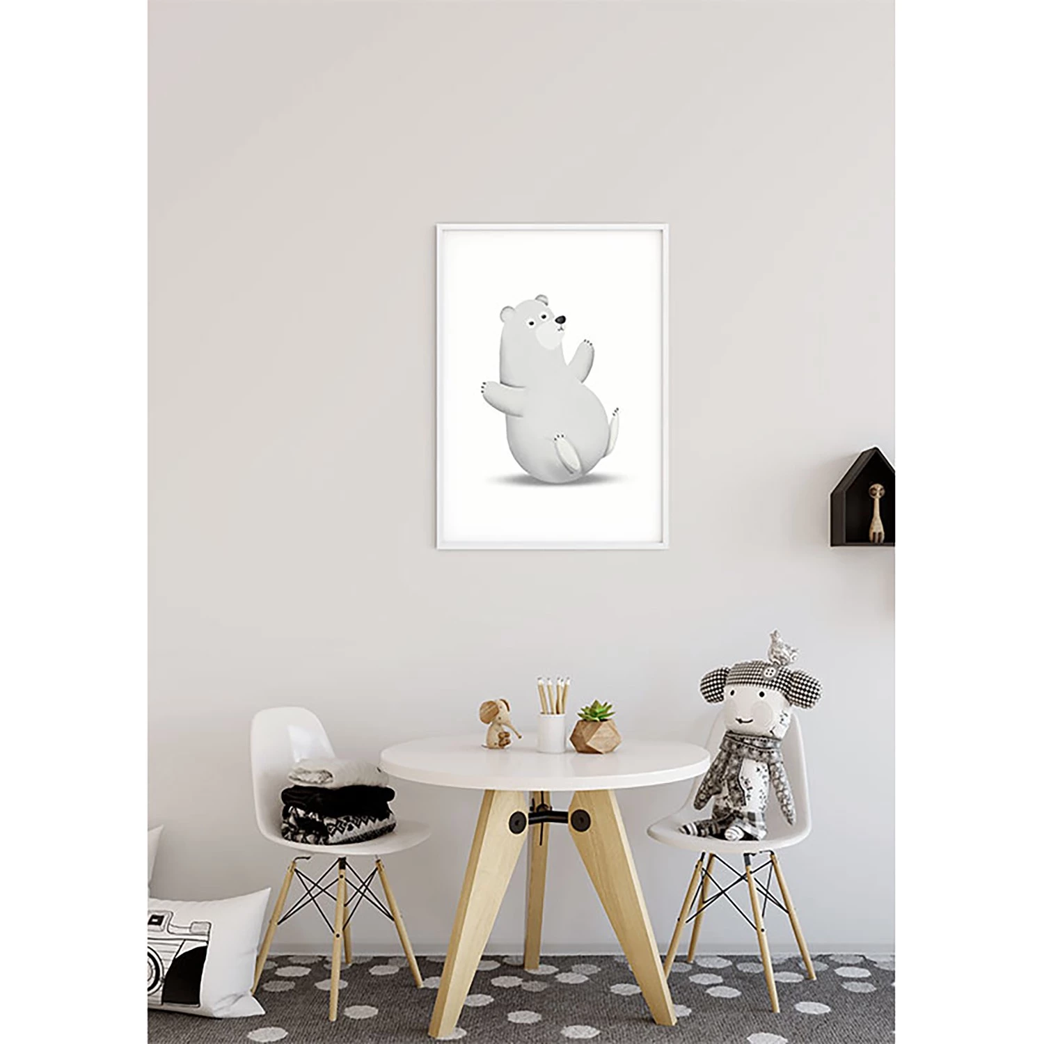 Komar Tableau déco Cute Animal Polar Bear - Papier - Gris / Blanc – Image 5