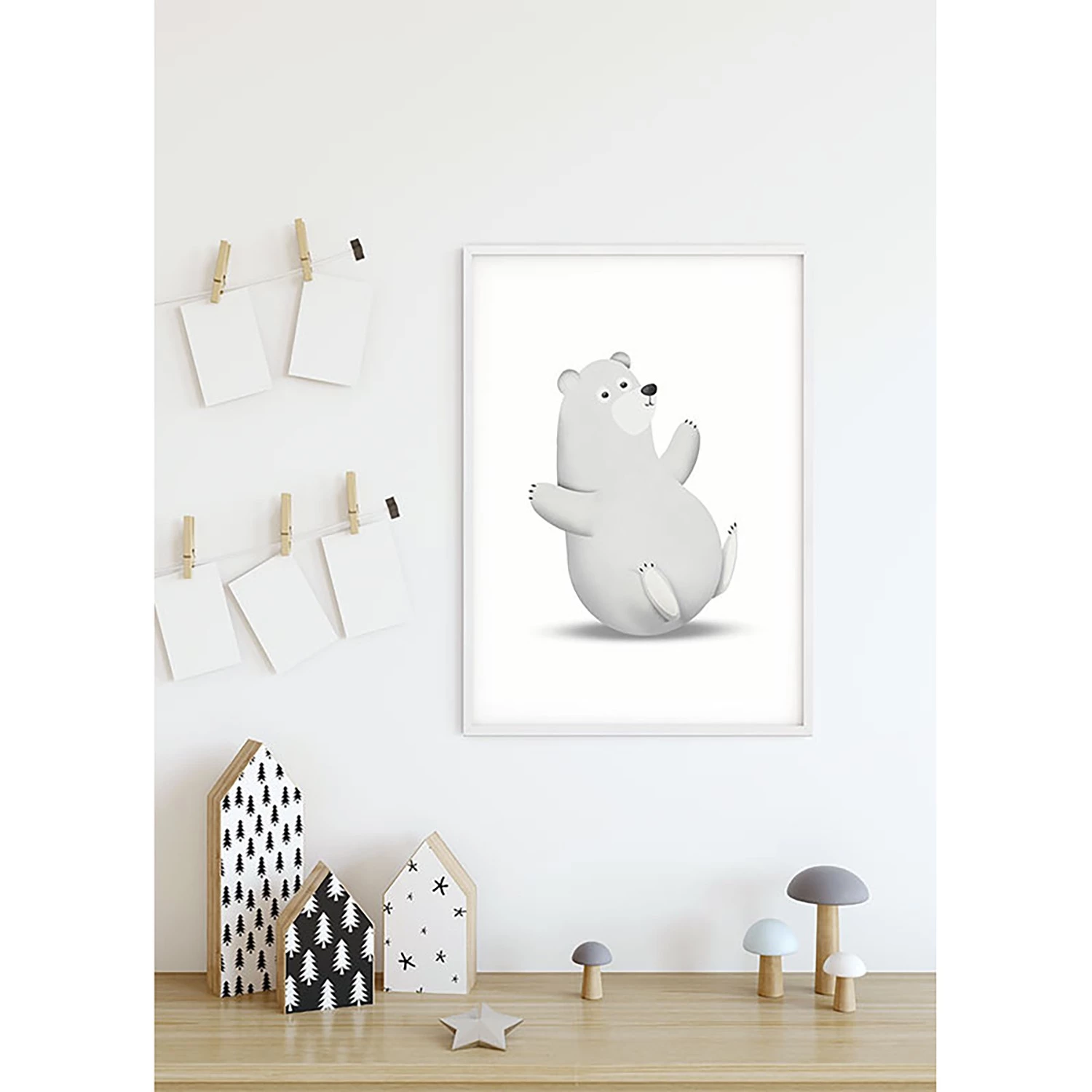 Komar Tableau déco Cute Animal Polar Bear - Papier - Gris / Blanc – Image 6