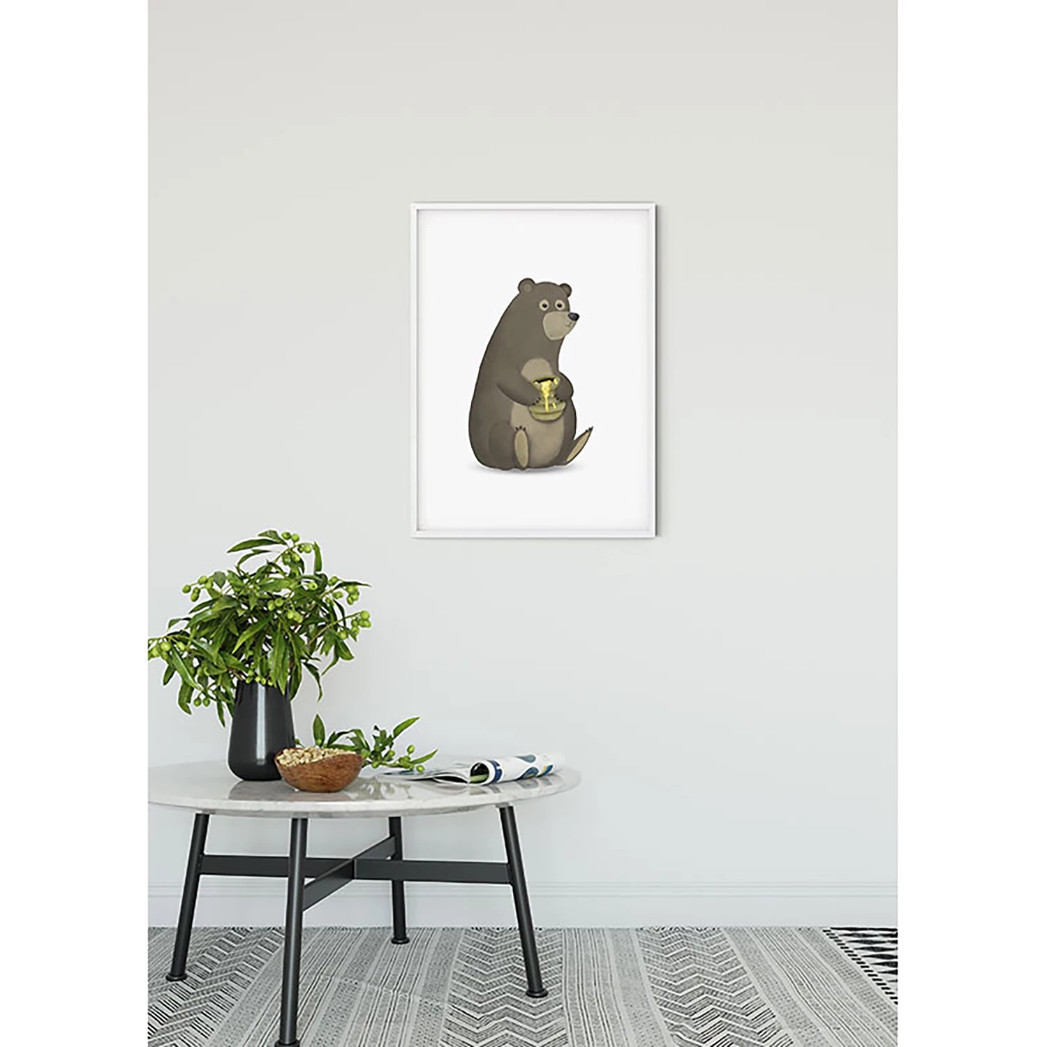 Komar Tableau déco Cute Animal Bear - Papier - Blanc / Marron – Image 2