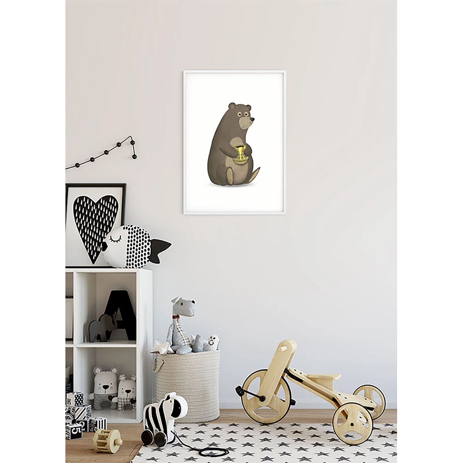 Komar Tableau déco Cute Animal Bear - Papier - Blanc / Marron – Image 4