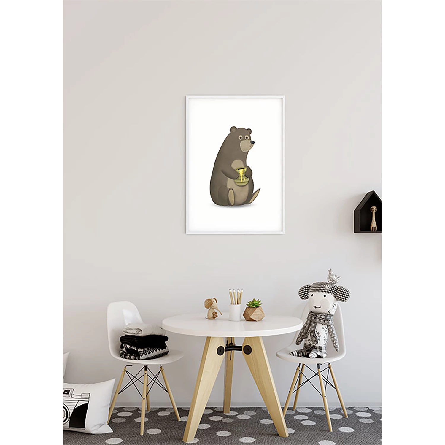 Komar Tableau déco Cute Animal Bear - Papier - Blanc / Marron – Image 5