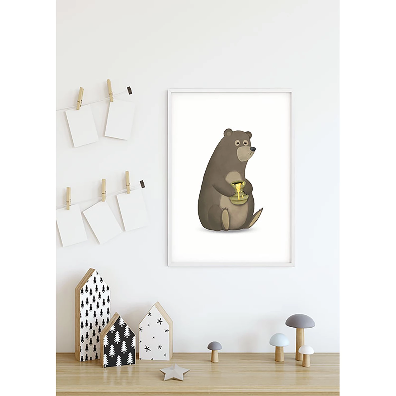 Komar Tableau déco Cute Animal Bear - Papier - Blanc / Marron – Image 6