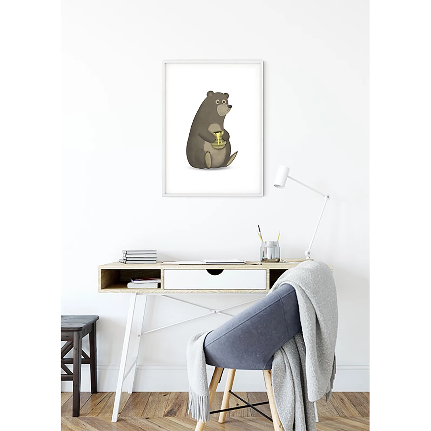 Komar Tableau déco Cute Animal Bear - Papier - Blanc / Marron – Image 7