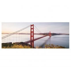 Bilderwelten Tableau en verre Golden Gate Bridge - Bleu - 125 x 50 x 0,4 cm