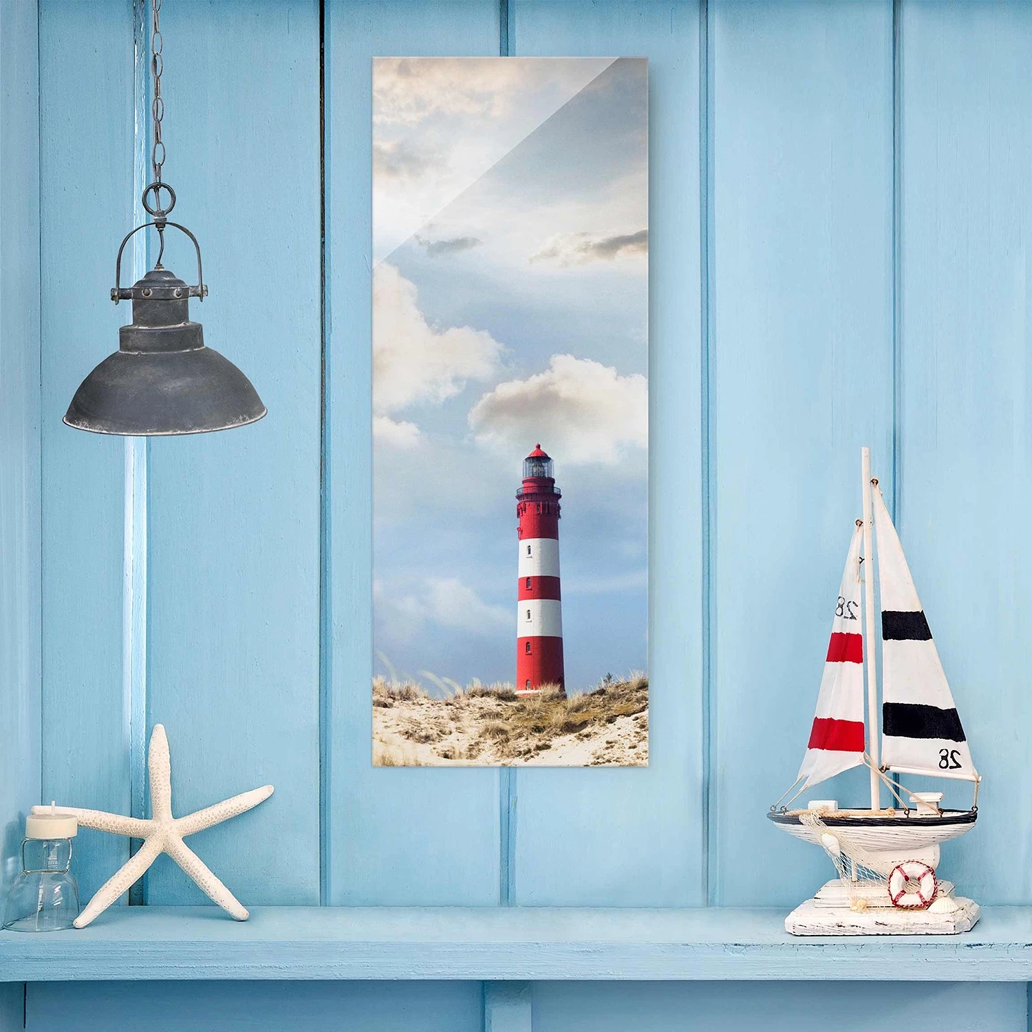 Bilderwelten Tableau en verre Phare dans les dunes - Bleu - 50 x 125 x 0,4 cm - 50 x 125 cm – Image 7