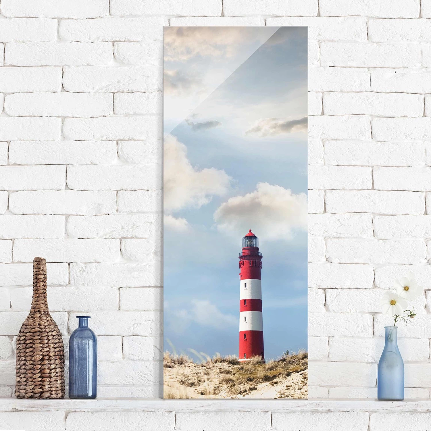 Bilderwelten Tableau en verre Phare dans les dunes - Bleu - 50 x 125 x 0,4 cm - 50 x 125 cm – Image 9