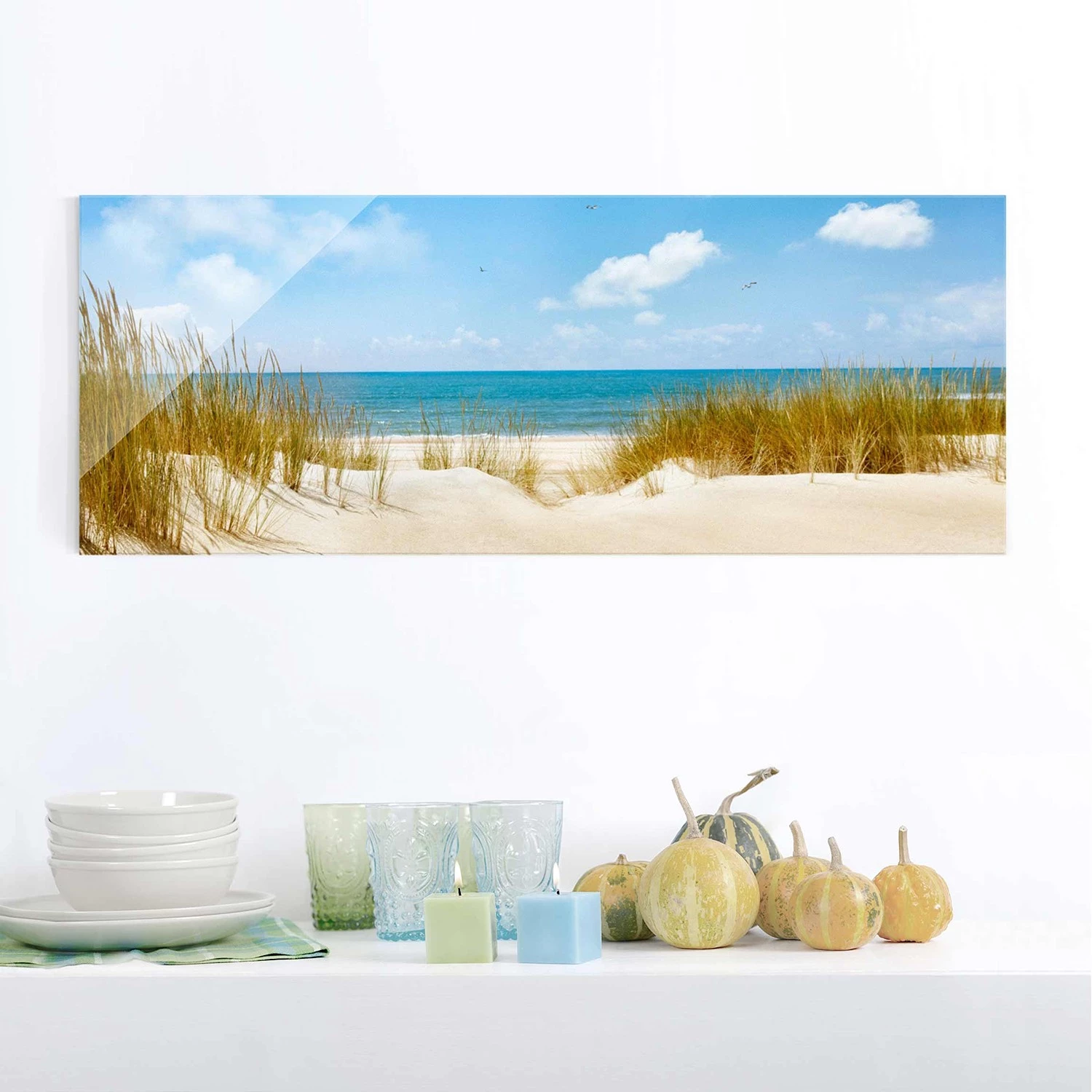 Bilderwelten Tableau en verre En mer du Nord - Beige - 80 x 30 x 0,4 cm - 80 x 30 cm â Image 2