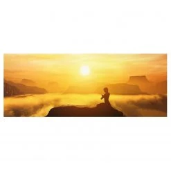 Bilderwelten Tableau en verre Yoga Meditation - Jaune - 125 x 50 x 0,4 cm
