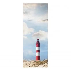 Bilderwelten Tableau en verre Phare dans les dunes II - Bleu - 125 x 50 x 0,4 cm