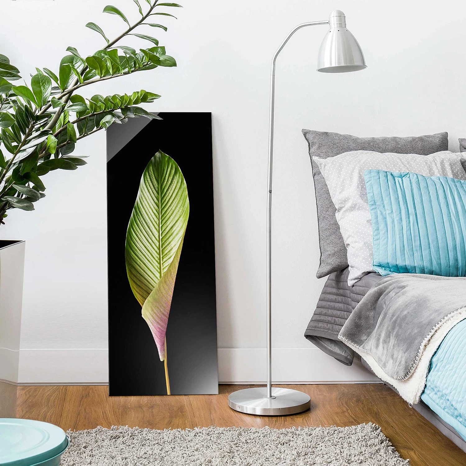 Bilderwelten Tableau en verre Calathea-ornata - Noir et vert - 50 x 125 x 0,4 cm – Image 3