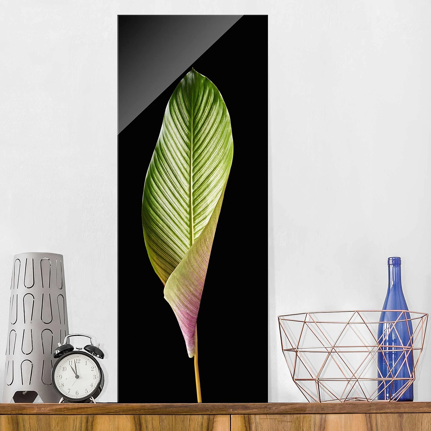 Bilderwelten Tableau en verre Calathea-ornata - Noir et vert - 50 x 125 x 0,4 cm – Image 4