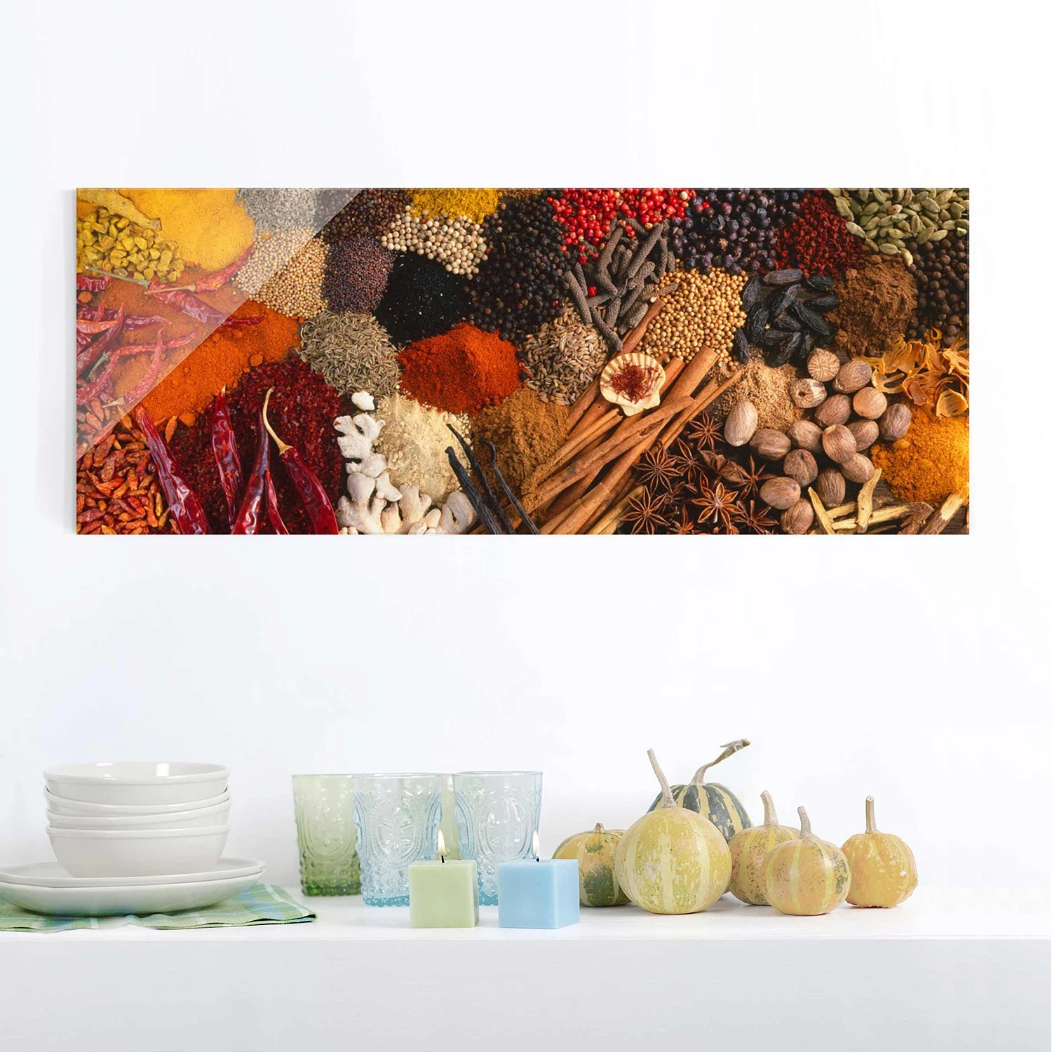 Bilderwelten Tableau en verre Épices exotiques - Orange - 125 x 50 x 0,4 cm - 125 x 50 cm – Image 2