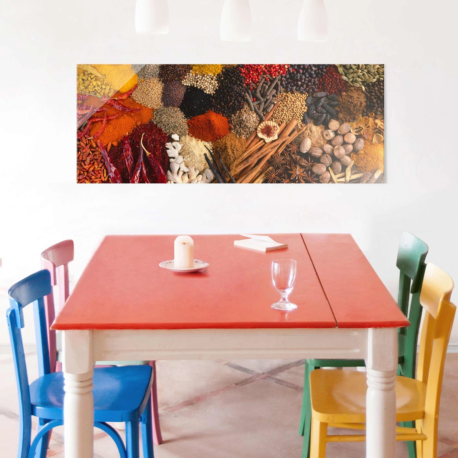 Bilderwelten Tableau en verre Épices exotiques - Orange - 125 x 50 x 0,4 cm - 125 x 50 cm – Image 3