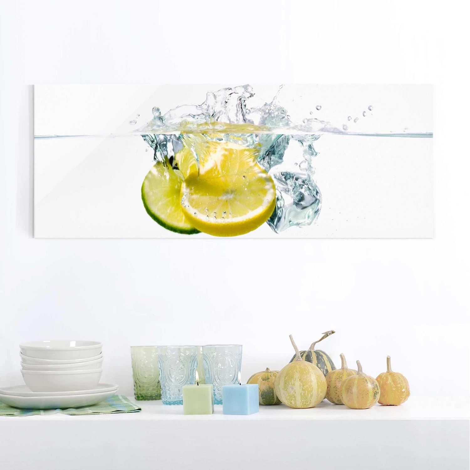 Bilderwelten Tableau en verre Citrons - Blanc - 125 x 50 x 0,4 cm â Image 2