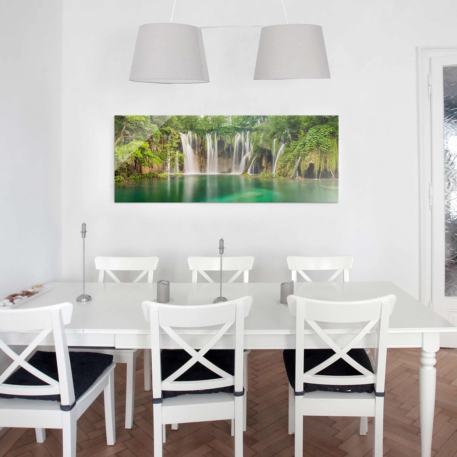 Bilderwelten Tableau en verre Cascade Plitvicer Seen - Vert - 80 x 30 x 0,4 cm - 80 x 30 cm – Image 2