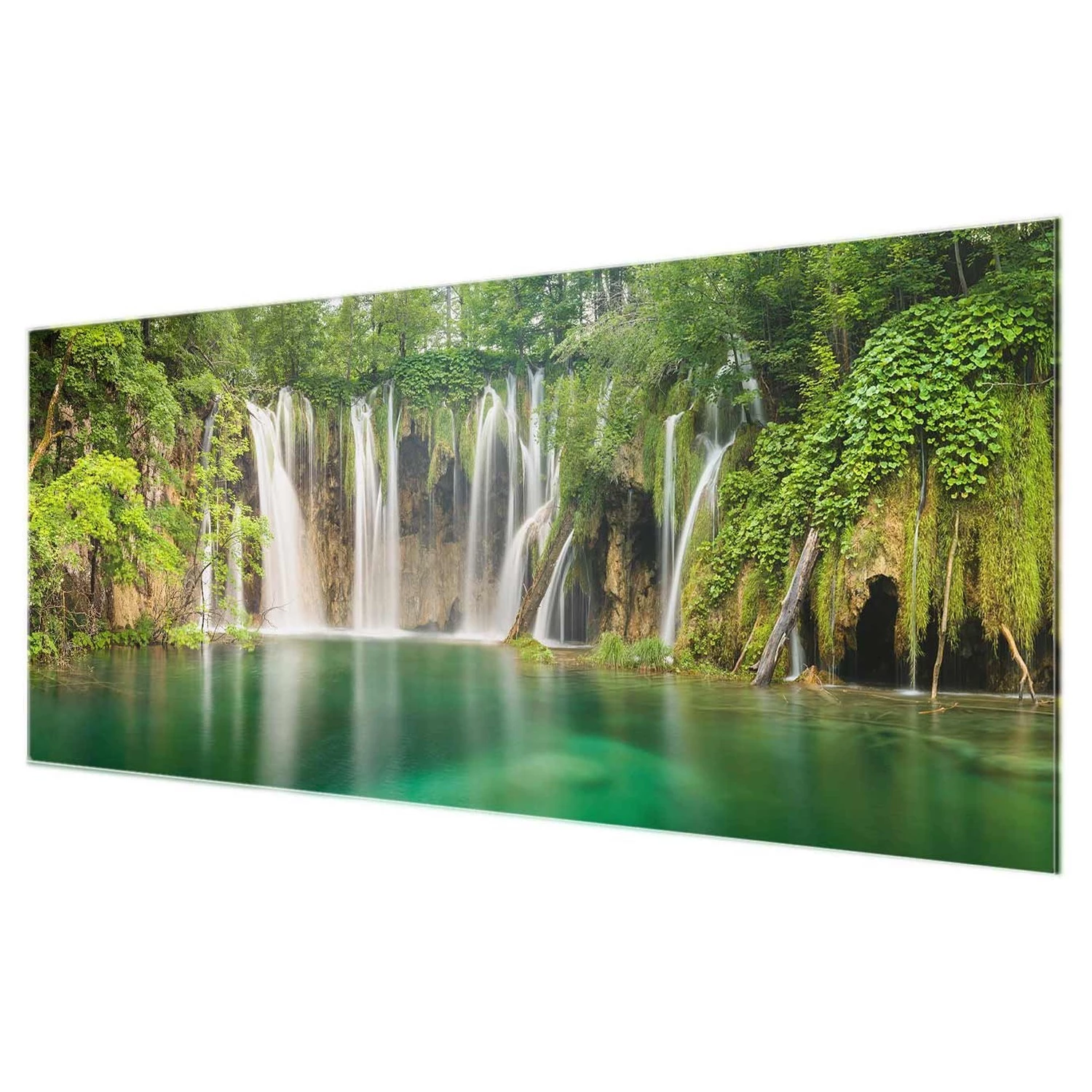 Bilderwelten Tableau en verre Cascade Plitvicer Seen - Vert - 80 x 30 x 0,4 cm - 80 x 30 cm – Image 6
