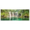 Bilderwelten Tableau en verre Cascade Plitvicer Seen - Vert - 125 x 50 x 0,4 cm - 125 x 50 cm
