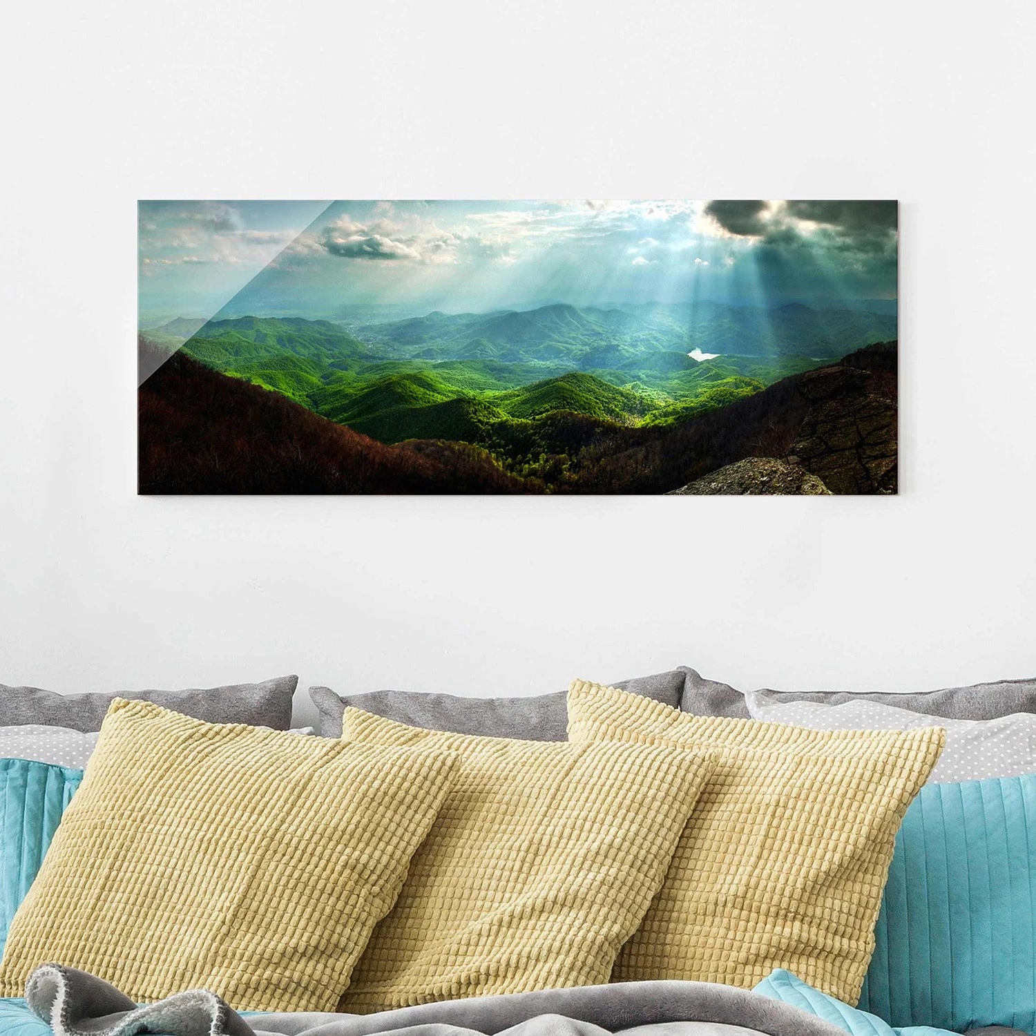 Bilderwelten Tableau en verre Heavenly Ground - Vert - 125 x 50 x 0,4 cm â Image 2