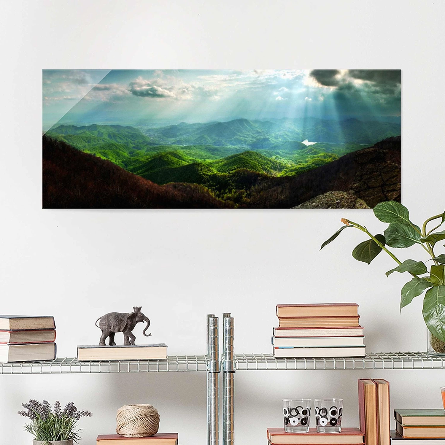 Bilderwelten Tableau en verre Heavenly Ground - Vert - 125 x 50 x 0,4 cm â Image 4