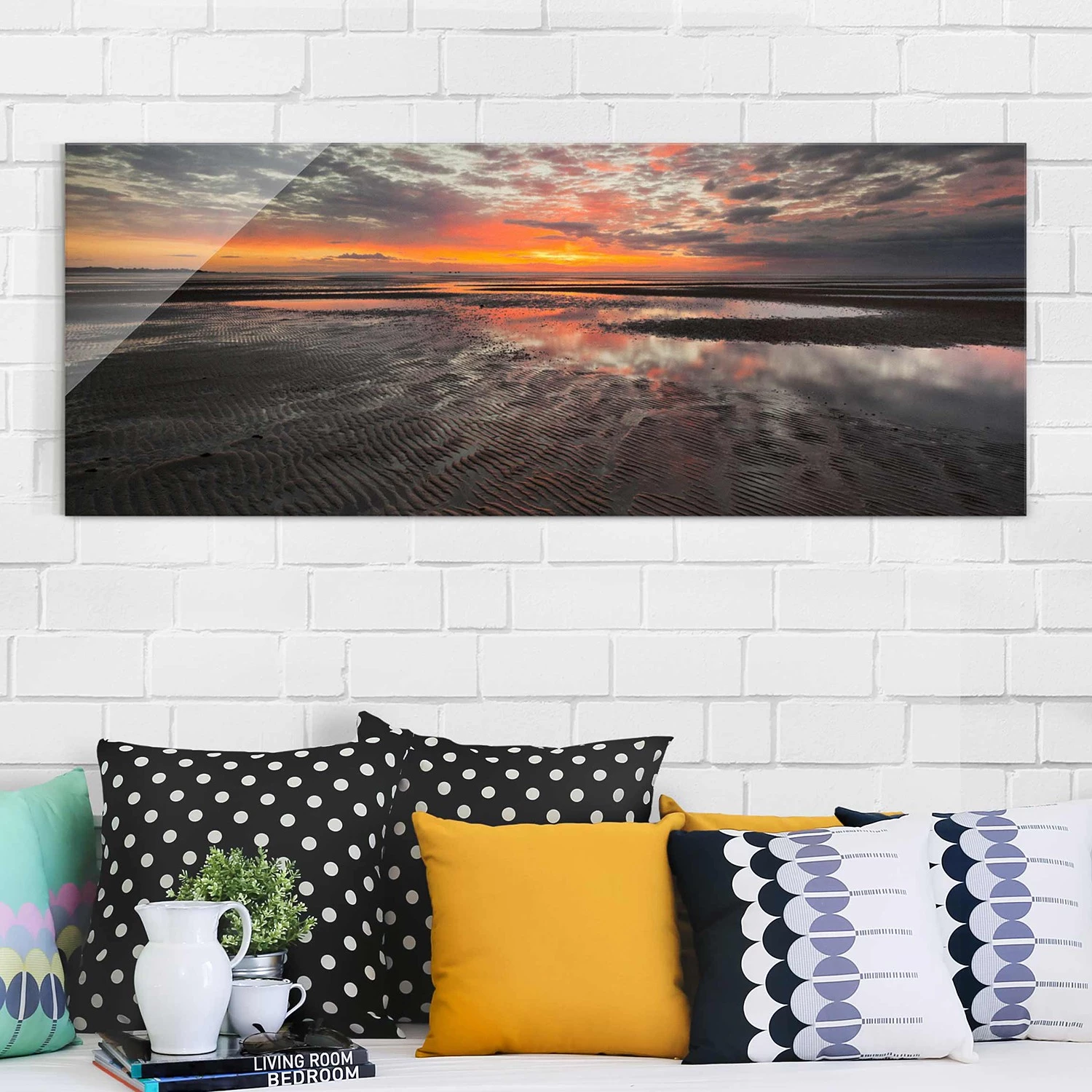 Bilderwelten Tableau en verre Lever du jour - Orange - 125 x 50 x 0,4 cm â Image 5