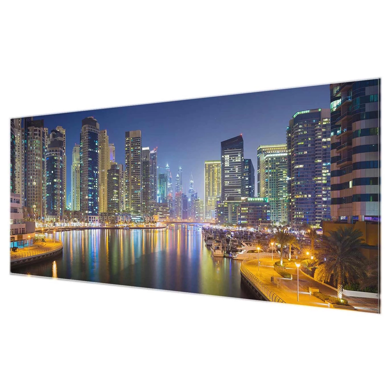 Bilderwelten Tableau en verre Dubai Skyline - Bleu - 125 x 50 x 0,4 cm â Image 2