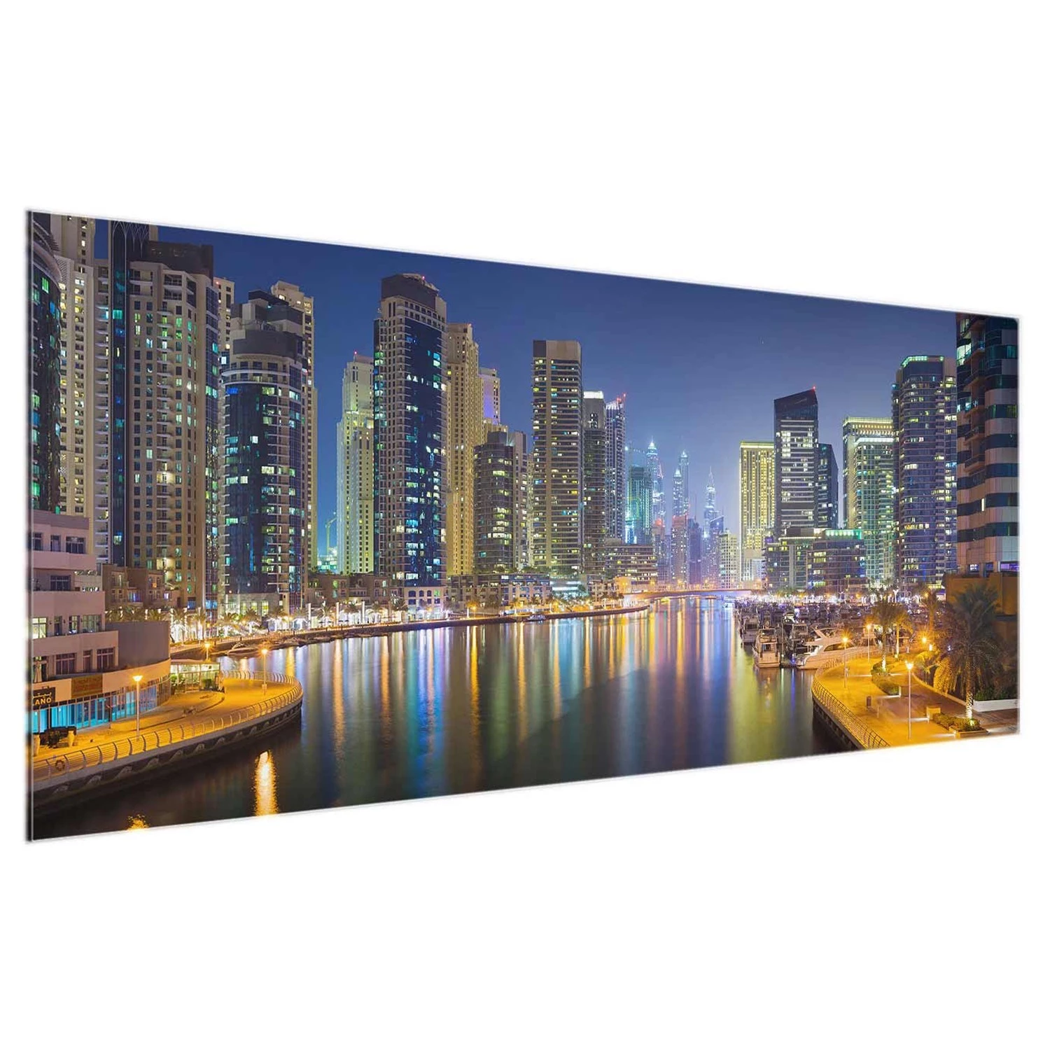 Bilderwelten Tableau en verre Dubai Skyline - Bleu - 125 x 50 x 0,4 cm â Image 7