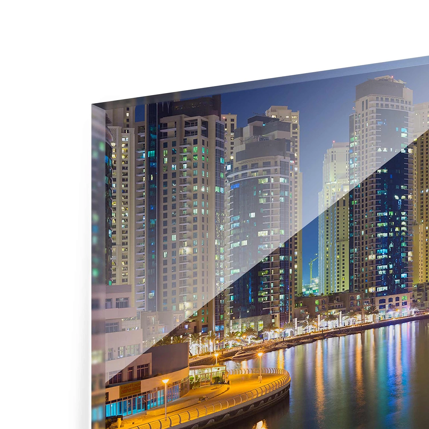Bilderwelten Tableau en verre Dubai Skyline - Bleu - 125 x 50 x 0,4 cm â Image 8