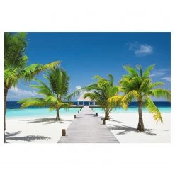 Bilderwelten Tableau en verre Catwalk to Paradise - Bleu - 80 x 30 x 0,4 cm - 80 x 30 cm