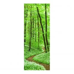 Bilderwelten Tableau en verre Chemin dans la forêt - Vert - 50 x 125 x 0,4 cm - 50 x 125 cm