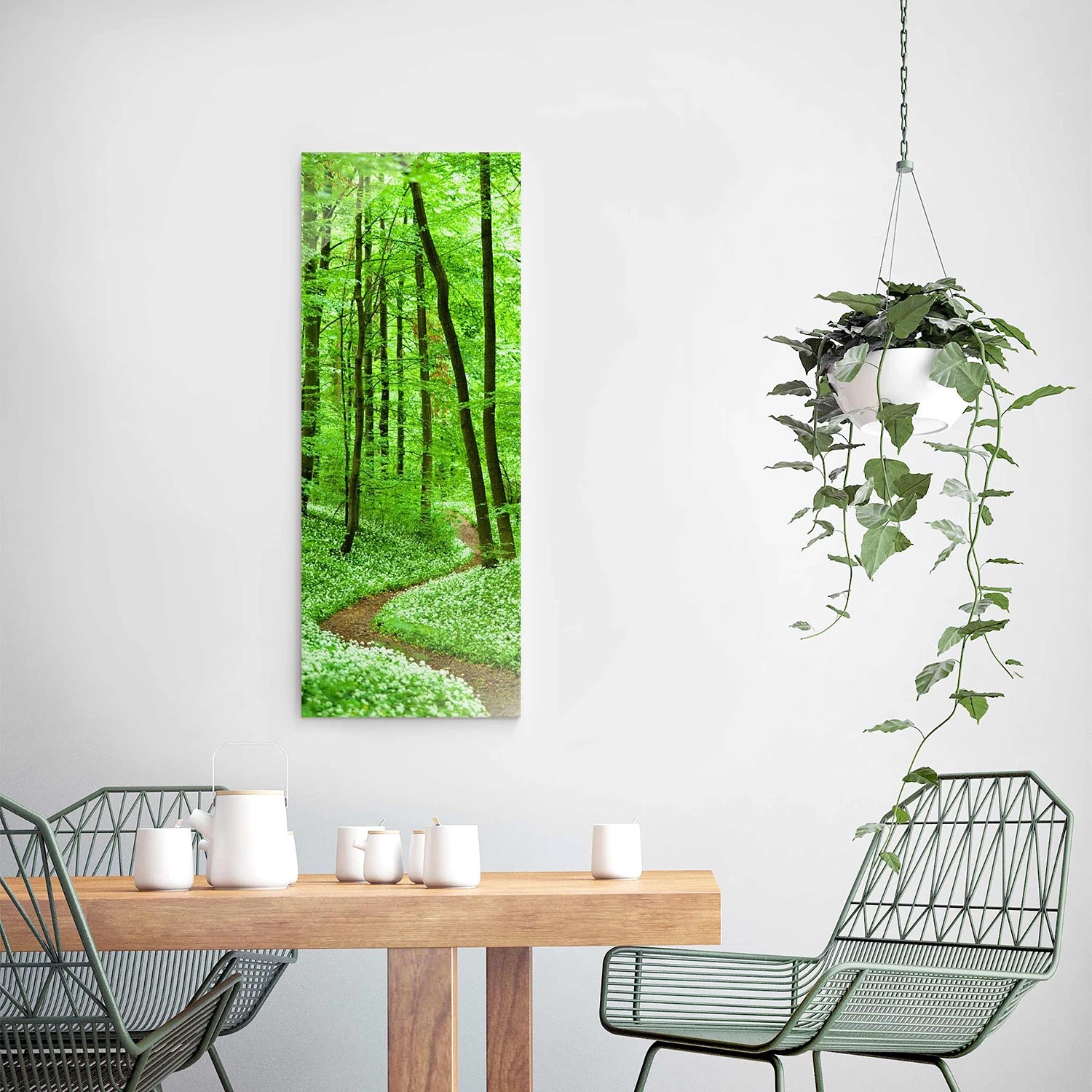 Bilderwelten Tableau en verre Chemin dans la forêt - Vert - 50 x 125 x 0,4 cm - 50 x 125 cm – Image 2