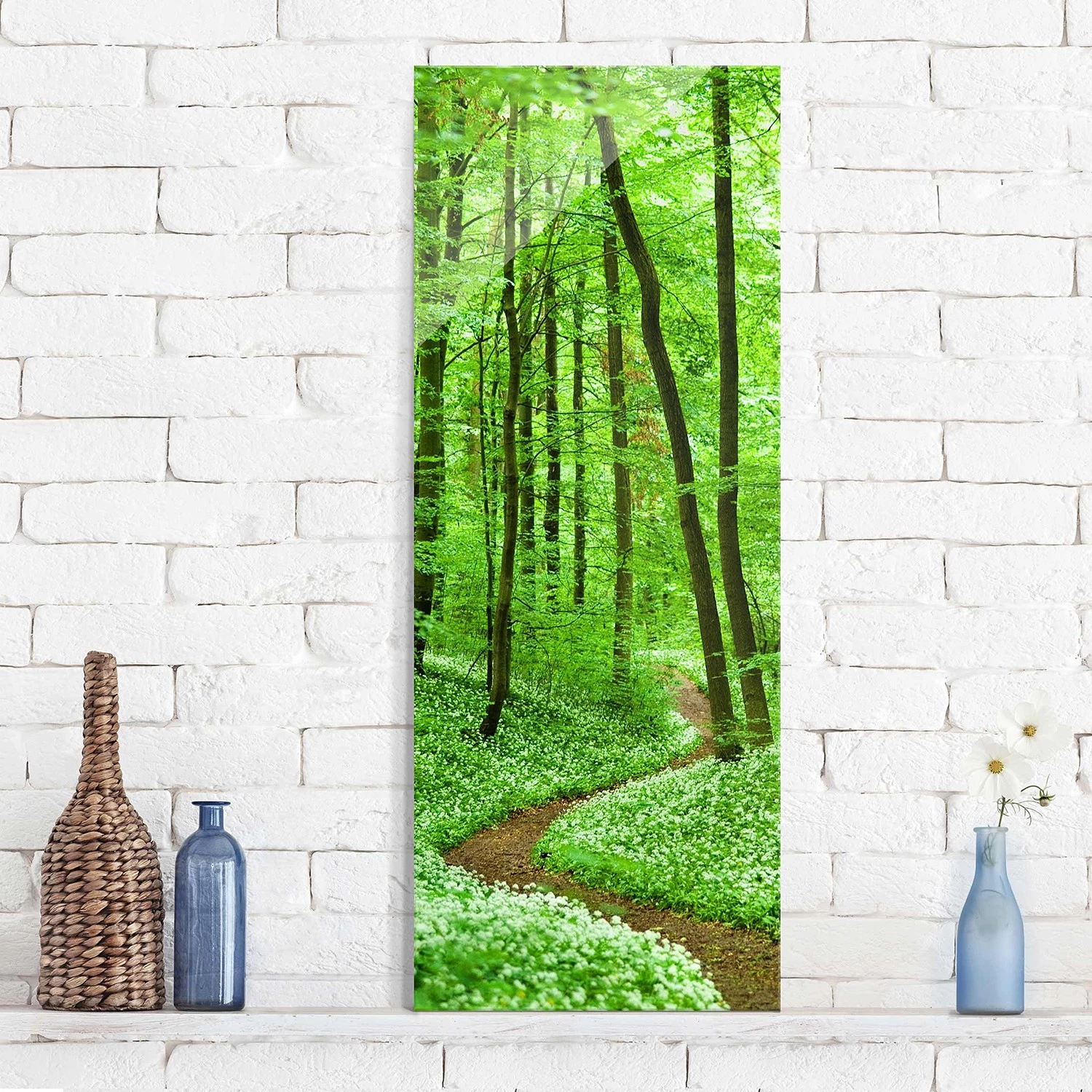 Bilderwelten Tableau en verre Chemin dans la forêt - Vert - 50 x 125 x 0,4 cm - 50 x 125 cm – Image 4